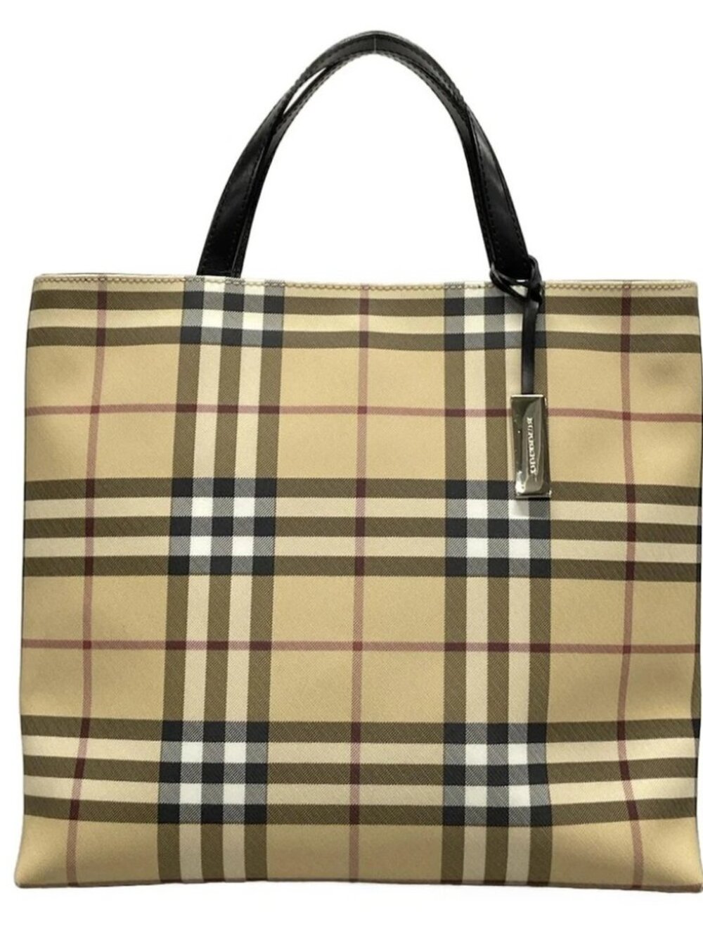 Burberry LONDON Nova Check Beige Black Multi PVC Leather Tote Bag